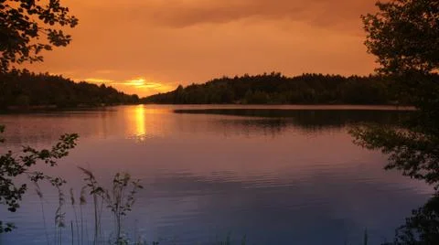 Sunset with Lake Stock Photos