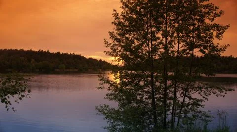 Sunset with Lake Fotos de archivo