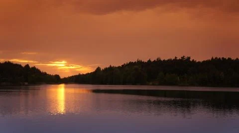 Sunset with Lake Fotos de archivo