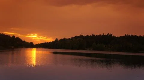 Sunset with Lake Stock Photos