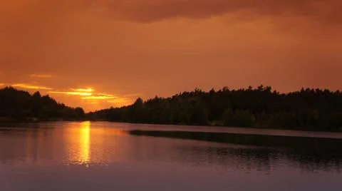 Sunset with Lake Fotos Stock