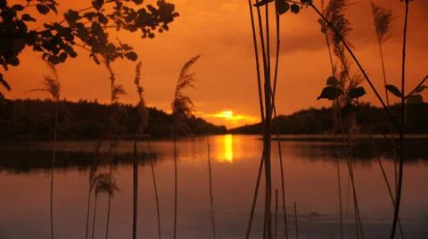 Sunset with Lake Fotos de archivo