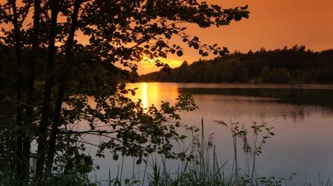 Sunset with Lake Stock Photos