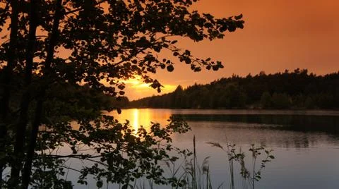 Sunset with Lake Fotos de archivo