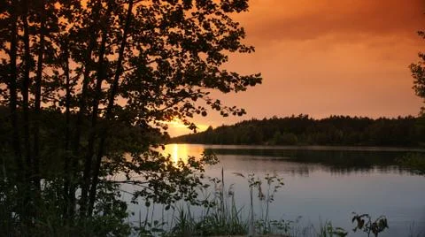 Sunset with Lake Stock-Fotos