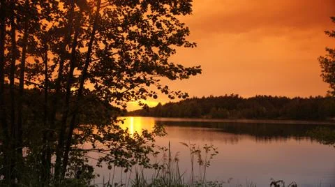 Sunset with Lake Foto stock