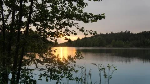 Sunset with Lake Fotos de archivo