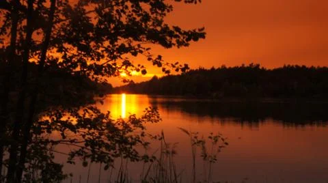 Sunset with Lake Fotos de archivo