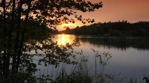 Sunset with Lake Fotos de archivo