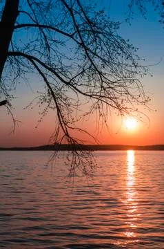 Sunset On Lake Stock Photos