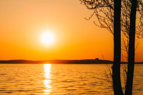Sunset On Lake Stock Photos