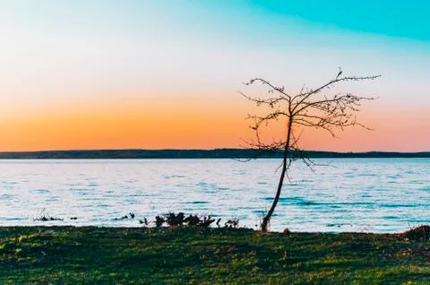 Sunset On Lake Stock Photos