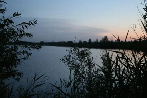 Sunset on the lake Stock Photos