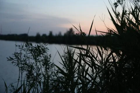 Sunset on the lake Stock Photos