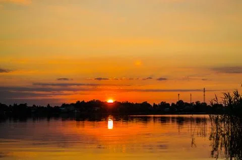  Sunset on the lake Foto stock
