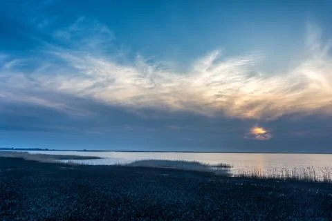 Sunset on the lake Stock Photos