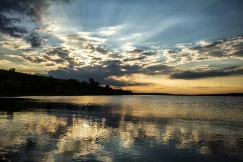 Sunset lake Stock Photos