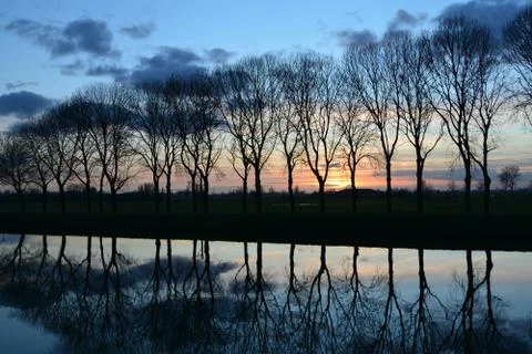 Sunset on a lake 스톡 사진