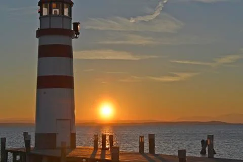 Sunset on lake Stock Photos