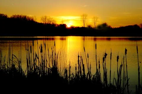 Sunset lake Fotos Stock