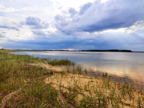 Sunset on the lake Stock Photos