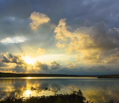 Sunset on the lake Stock Photos