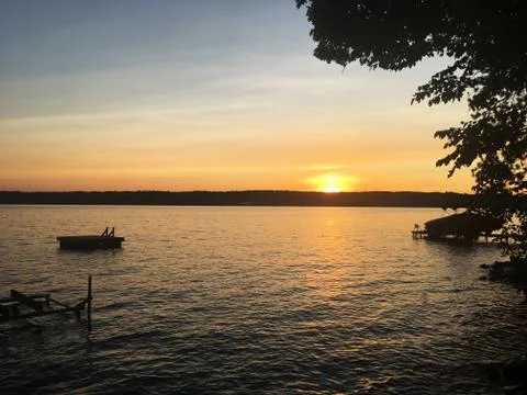 Sunset at the lake Foto stock