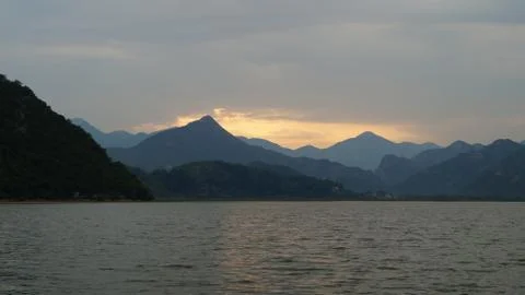 Sunset on the lake Stock Photos