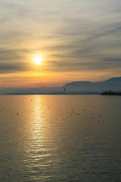 Sunset on the lake Foto stock
