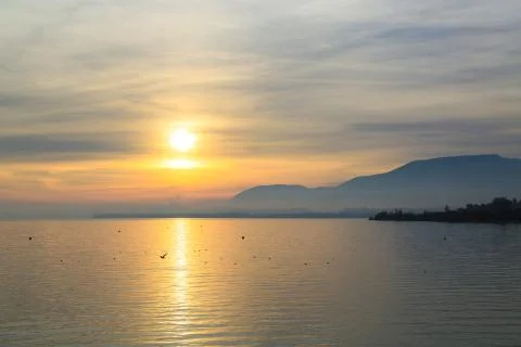 Sunset at the lake Stock Photos