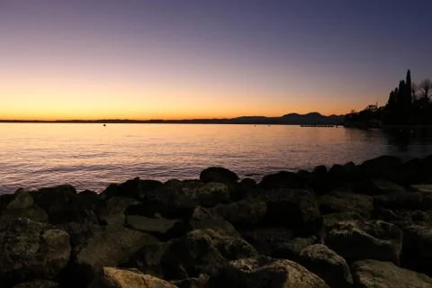 Sunset on lake Stock Photos