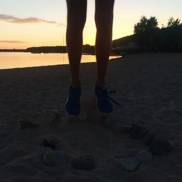 Sunset on the lake Foto stock