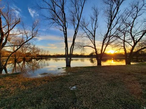 Sunset at the lake Foto stock