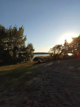 Sunset on the lake 스톡 사진