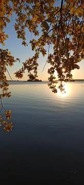 Sunset on the lake 스톡 사진