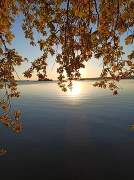 Sunset on the lake 스톡 사진
