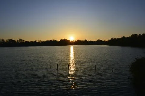 Sunset at the lake Stock Photos