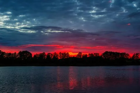 Sunset on the lake Stock Photos