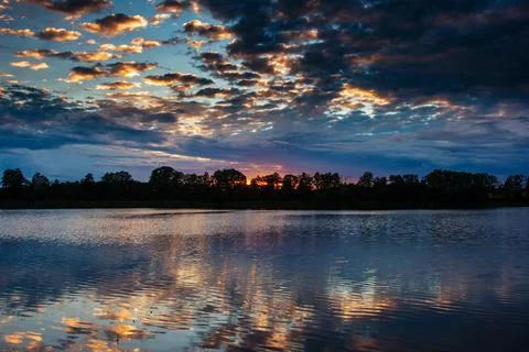 Sunset on the lake Stock Photos