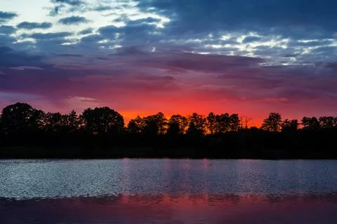 Sunset on the lake Stock Photos