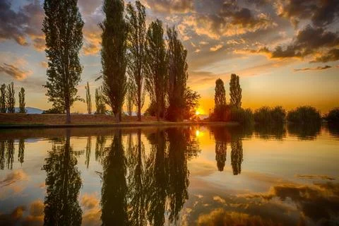 Sunset on the lake Stock Photos