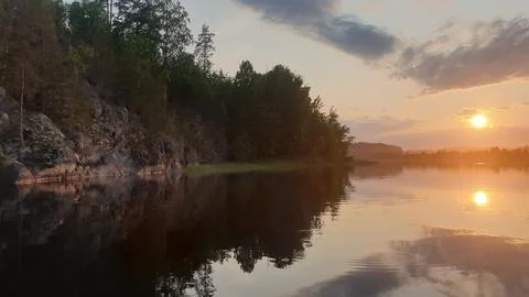 Sunset on the lake Stock Photos