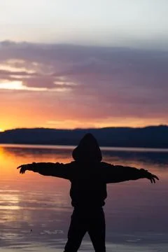 Sunset at the lake Stock Photos