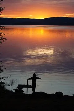 Sunset at the lake Stock Photos