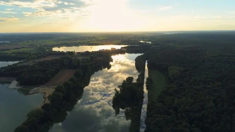 Sunset lake reflection national park niederrhein germany Stock Footage 97101903
