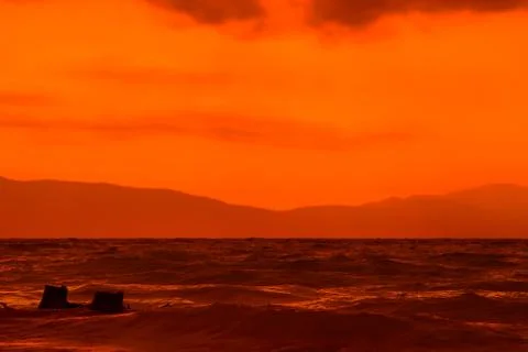 Sunset lake sevan Stock Photos