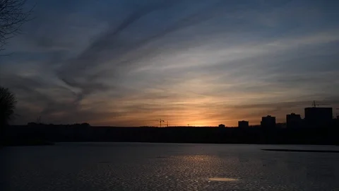 Sunset on the lake shot in a timelapse Stock Footage 127386050