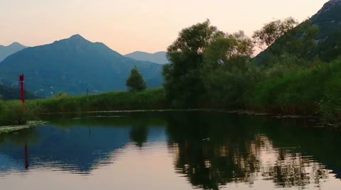 Sunset on Lake Skadar Stock Footage 66242646