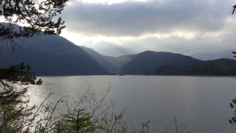 Sunset on the lake spring time Stock Footage 74654870