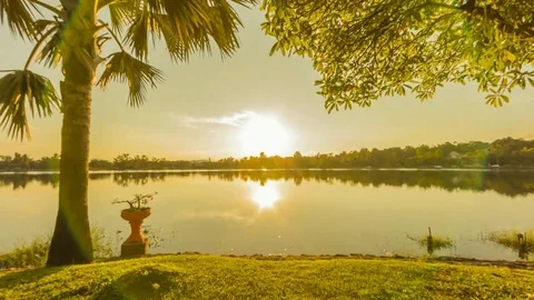 Sunset on the lake. summer landscape Stock Footage 69084585